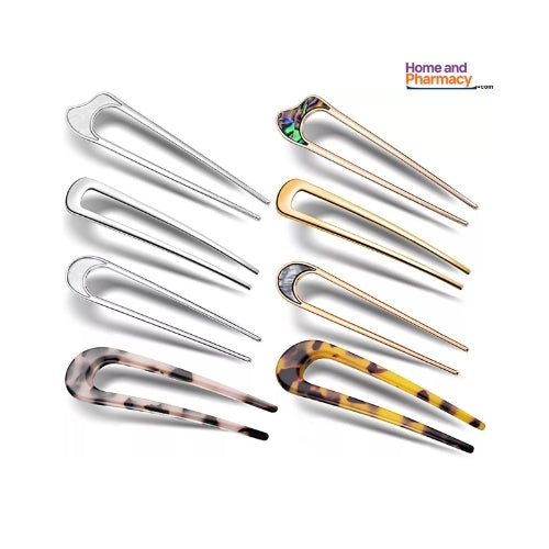 5 x Avicom Hair Pins - GOLD or SILVER U Shaped Hair Fork Metal Chignon Clips.