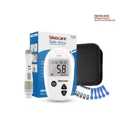 Sinocare Safe Accu WHITE Blood Glucose Monitor + 50 Strips Diabetes Test